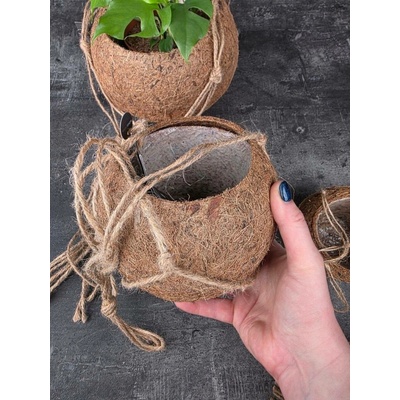 Kokodama, kokosový závěsný obal M (Vhodný na květináč o velikosti 9,5 cm)