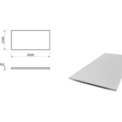 Hliníkový plech 1,25x2,5 m, tloušťka 0,8 mm (EN 5754) H111