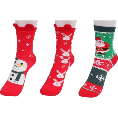 Коледен комплект дамски чорапи в червено и зелено