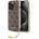 GUESS 4G Charms Collection Hard Case - дизайнерски кожен кейс за iPhone 15 Pro (кафяв)