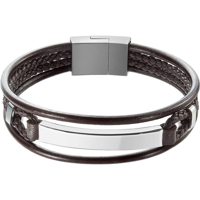 Pavona náramek pánský hnědá recykl.kůže s ocelovou ozdobou 43029.3 hnědá