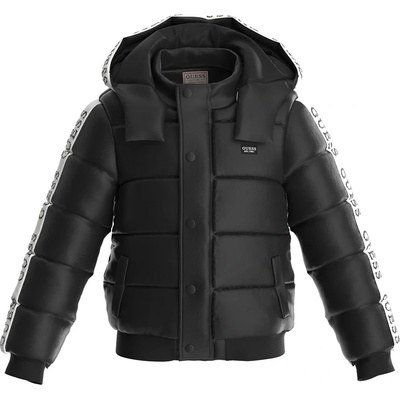 GUESS Зимно яке за момиче в черно с контрастни ивици Guess