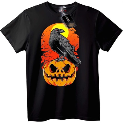 NOONEBRAND Тениска Halloween Гарван Тиква - S, Black