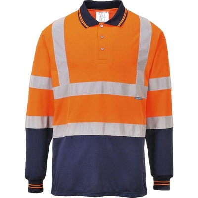 Portwest Polokošile S279 dlouhý rukáv reflexní oranžová navy 4XL