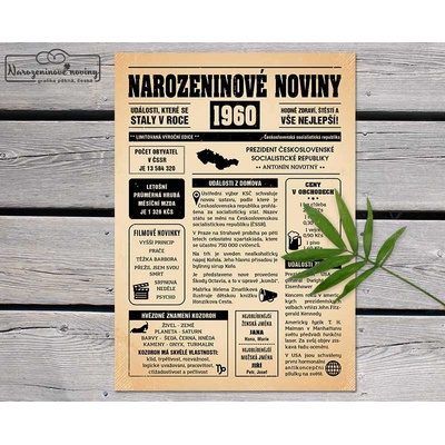Narozeninové noviny 1960 - jednostranné