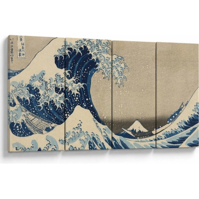 Obraz - Katsushika Hokusai, Under the Wave off Kanagawa, reprodukcia, štvordielne 160x80 cm