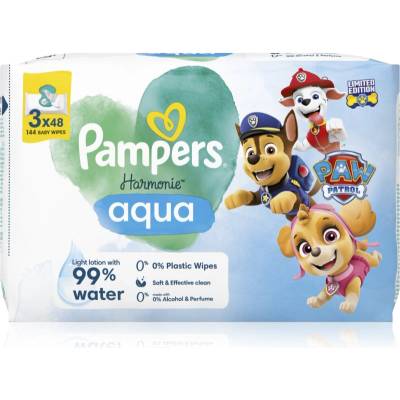 Pampers Harmonie Aqua Paw Patrol мокри почистващи кърпички за деца 144 бр