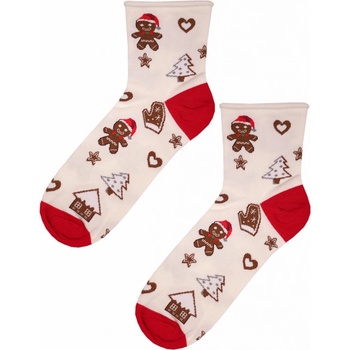 Perníček vianočné ponožky voľný lem krémová