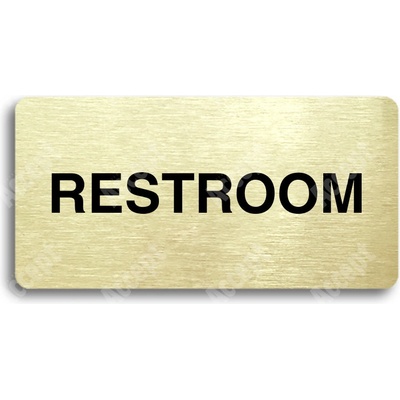 ACCEPT Piktogram RESTROOM - zlatá tabulka - černý tisk bez rámečku