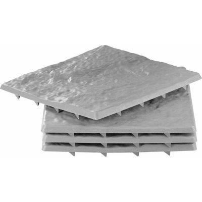 Sada chodníkových dosiek s efektom kameňa, PP, 30x30 cm, plast, farba sivá, bal. 4ks