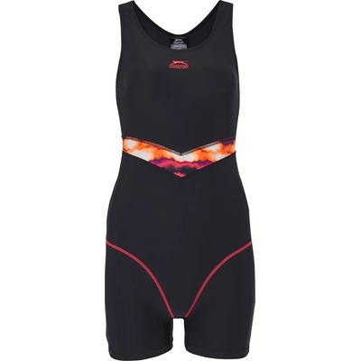 Slazenger Дамски бански костюм Slazenger Splice Boyleg Swimsuit Womens - Black/Orange