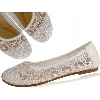 Balerínky krajkové lehké ecru ažurové krémové
