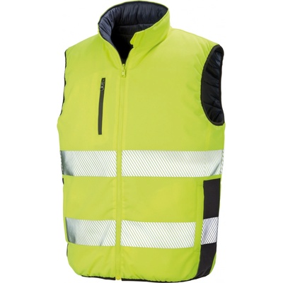 Result Unisex obojstranná zateplená bezpečnostná vesta R332X Fluorescent Yellow
