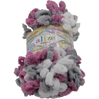 Puffy color 100 g – 6070 biela, sivá, tmavoružová