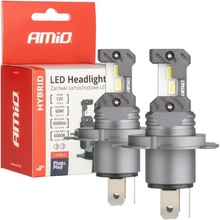 LED žárovky hlavního svícení Hybrid série H4 H19 6000K Canbus 60W AMIO-04114 2 ks