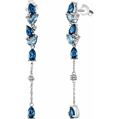 SILVEGO Stříbrné visací náušnice Lorrana se syntetickým modrým spinelem a Brilliance Zirconia FW26154ES