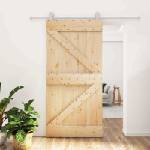vidaXL Преплъзваща се врата 100 x 210 cm Масивна борова дървесина (3445025)