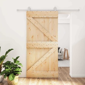 vidaXL Преплъзваща се врата 100 x 210 cm Масивна борова дървесина (3445025)
