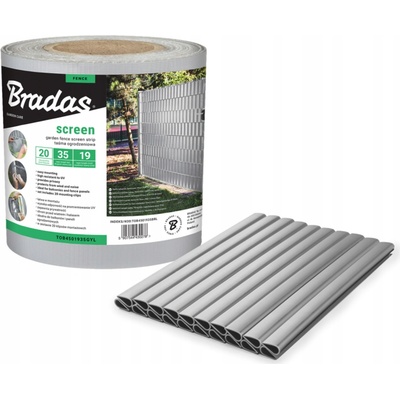 Bradas Stínící plotová páska 0,19x35m s klipy světle šedá