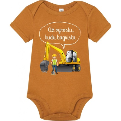 Fajntričko Kids Dětské body Až vyrostu budu bagrista hnedá