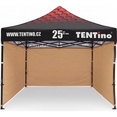 TENTino PROMO 3x3 m STEEL s potlačenou STRECHOU 10B - SVETLO HNEDÁ, konstrukce + střecha TENTino + 4x boční strana