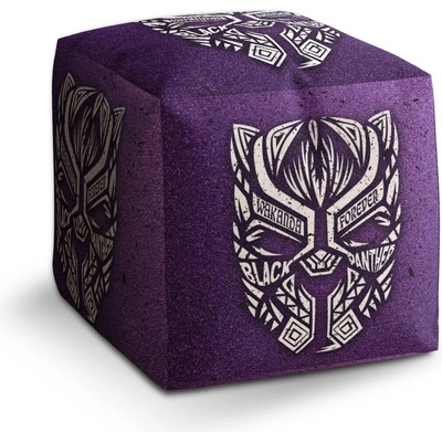 Sablio Taburet Cube BLACK PANTHER wakanda forever Biely: 40x40x40 cm