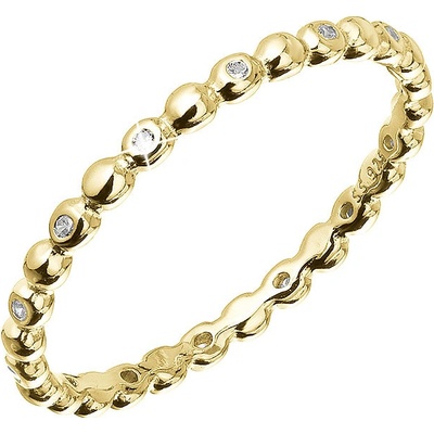 Evolution Group Pozlacený stříbrný prsten vzorovaný se zirkonky 15005.1 crystal