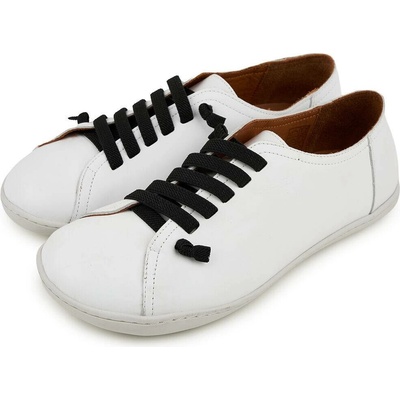 Vlnka dámske kožené barefoot tenisky na gumu Onyx biela