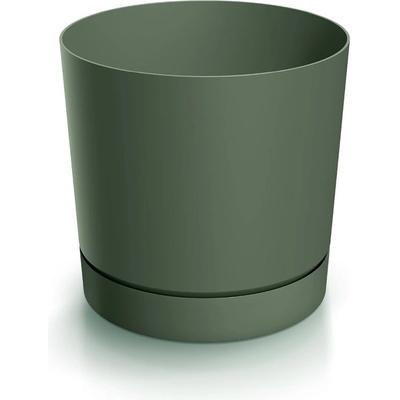 Prosperplast Plastový kvetináč TUBOS P s miskou tmavozelený matný, 17,8 cm