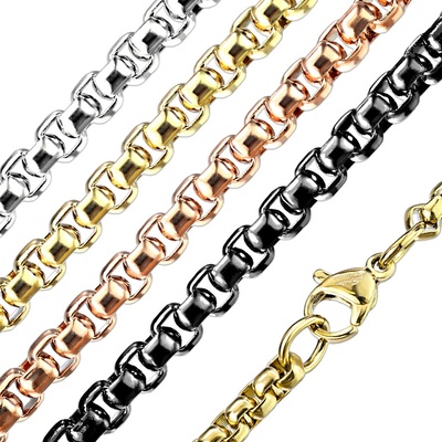 Šperky eshop Hranatý řetízek z oceli - hustě pospojovaná oválná očka, lesklý povrch P11.04 Černá