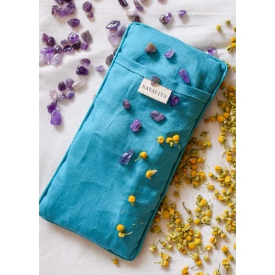 Nayavita Yoga Aqua lněný polštářek na oči s ametystem a heřmánkem modrá