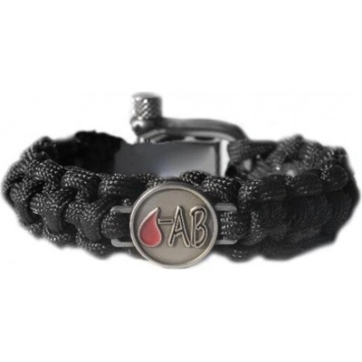 Náramek PARACORD krevní skupina AB neg. - černý