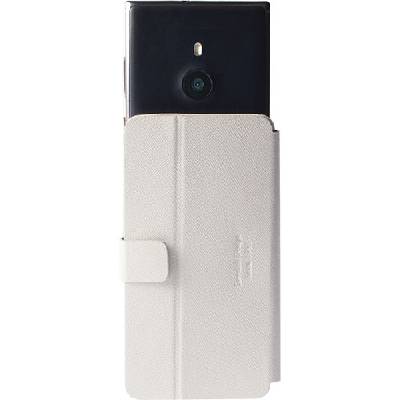 Универсален кожен калъф, тип портфейл за Desire 310, One X, Galaxy Alpha, Galaxy A3, Nexus 4 и други - Krusell Malmö FlipWallet Slide 3XL (бял) (76092)