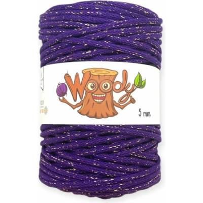 Woody Crafts Woody 5 mm – Vánoční fialová se zlatou nitkou (50m)
