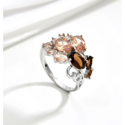 Jan Kos jewellery Stříbrný prsten s hnědým zirkonem MHT 4338