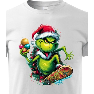 Dětské tričko Grinch na skateboardu Bílá Canvas tričko Bezvatriko.cz 2383