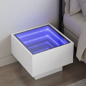 vidaXL Нощна масичка с Infinity LED бяла 40x40x30 см (3284063)