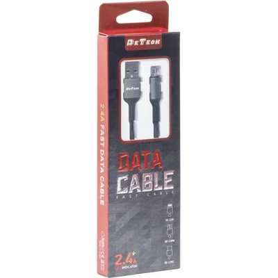 DeTech Кабел за данни DeTech DE-C39M, Micro USB, 1.0m, Черен - 40200