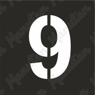 Šablona číslice 9, plast 470 x 470 x 0,5 mm výška číslice 320 mm