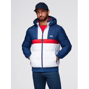 Ombre Clothing Мъжко цветно ретро спортно яке - синьо и бяло V1 OM-JALP-0296 Ombre Clothing Ombre Clothing | Sin | МЪЖЕ | XXL