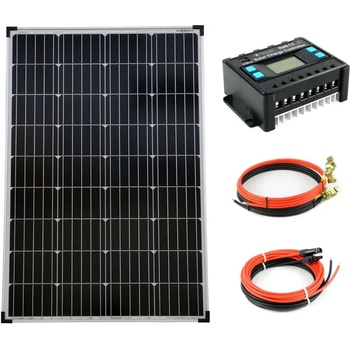 Image 1 of Solartronic Пълен комплект 1x100W монокристален панел, 20A контролер за зареждане 12V / 24V кабел (1000100M20)