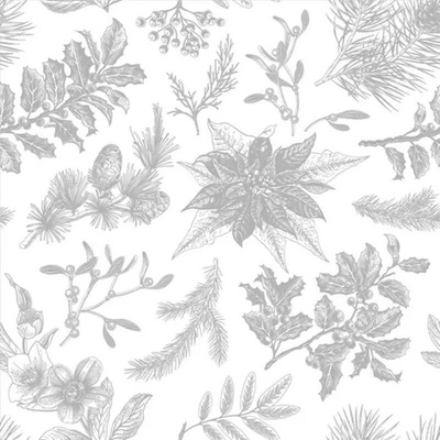 Daisy SDGW 021902 Botanical Christmas Background Silver servítky 33x33cm 3V 20ks