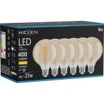 Mexen Vintis 6x LED филаментна крушка E27, G95, 4W, Топла - 2700K, 400 lm, кехлибар (L157-E27-0427-50x06)