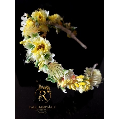 Radi handmade Ежедневна диадема с жълти малки слънчогледи (569)