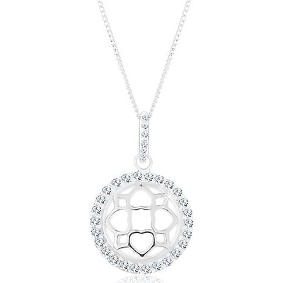 Šperky eshop Stříbrný a přívěsek třpytivý kruh vypouklý ornament R45.15