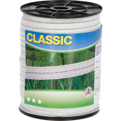 Agrofortel Ohradníková páska Classic 200 m, 20 mm, biela, 4×0,2 + 2×0,3 Niro