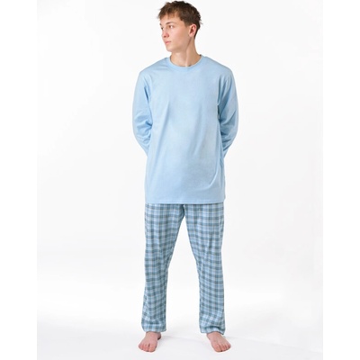 Gina pánské pyžamo dlouhé pánské šité s potiskem pyžama 2025 79189P pomnenková bílá