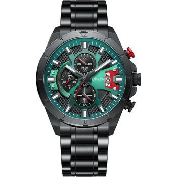 Curren Мъжки часовник Curren Wind, Неръждаема стомана, Хронограф, Черен / Зелен (CURREN-8401-BLACK-GREEN)