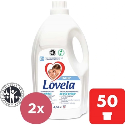 Lovela Baby tekutý prací prípravok na bielu bielizeň 2 × 4,5 l 100 PD