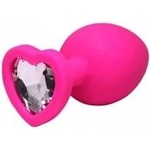 Fantasy by Cottelli Pink medium heart-shaped butt plug with white crystal